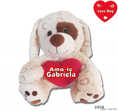 Cão Love Dog 30cm com nome 700DOGVAL03